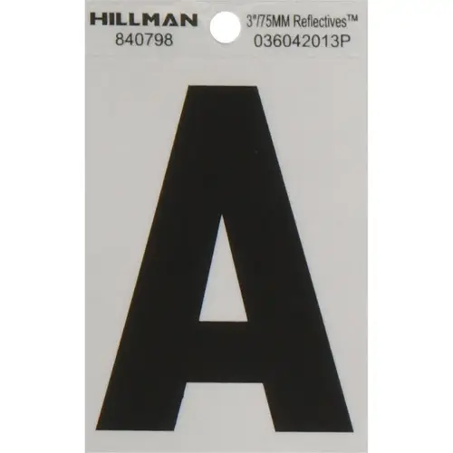 Letter 3" Reflective Black Mylar Self-Adhesive A Letter 3" Reflective Black Mylar Self-Adhesive A