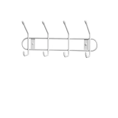 Hook Rack 13.3" L White Steel Jumbo White Hook Rack 13.3" L White Steel Jumbo White