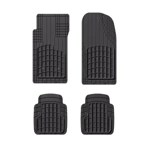 Trim-to-Fit Black Rubber Heavy-Duty Floor Mat (4-Piece)