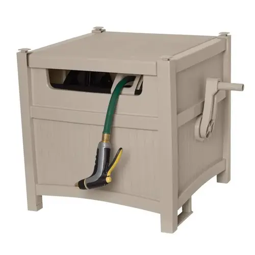 Hideaway Hose Reel Slide Trak 225 ft. Beige Retractable Free Standing Beige Hideaway Hose Reel Slide Trak 225 ft. Beige Retractable Free Standing Beige