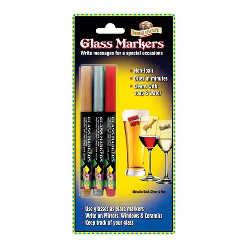 Glass Marker Assorted Felt Tip - pack of 12