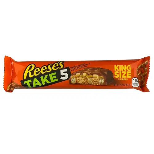 Candy Bar Hershey's Reese's Take 5 Caramel, Chocolate, Pretzels, Peanut Butter and Peanut 2.25 oz - pack of 18 Candy Bar Hershey's Reese's Take 5 Caramel, Chocolate, Pretzels, Peanut Butter and Peanut 2.25 oz - pack of 18