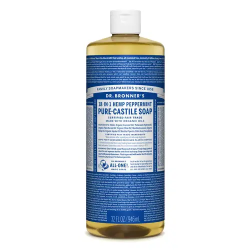 Pure-Castile Liquid Soap Dr. Bronner's Organic Peppermint Scent 32 oz Pure-Castile Liquid Soap Dr. Bronner's Organic Peppermint Scent 32 oz