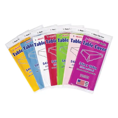 Tablecloth Assorted Plastic Disposable 54" 108" Assorted