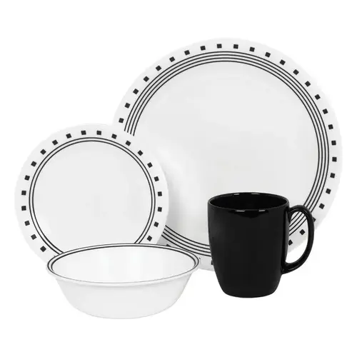 Dinnerware Set White Stoneware City Block White - pack of 2 Dinnerware Set White Stoneware City Block White - pack of 2