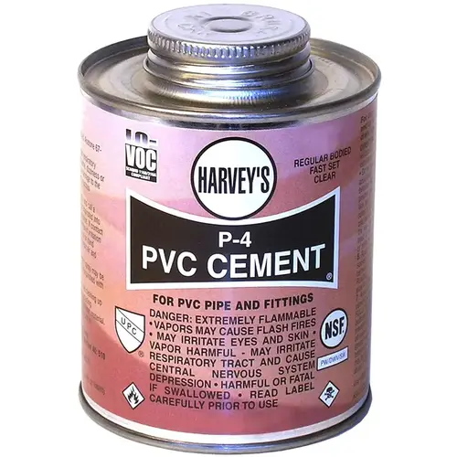 Solvent Cement, 4 oz Can, Liquid, Clear Solvent Cement, 4 oz Can, Liquid, Clear