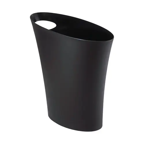 Wastebasket Skinny 2 gal Black Plastic Modern Black