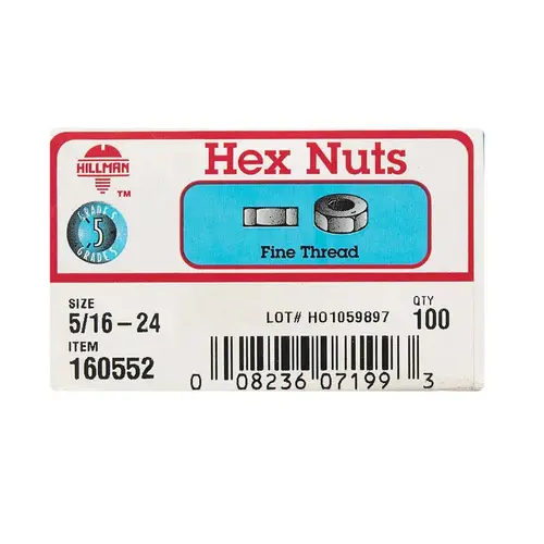 Hex Nut 5/16" Zinc-Plated Steel SAE Zinc-Plated Hex Nut 5/16" Zinc-Plated Steel SAE Zinc-Plated