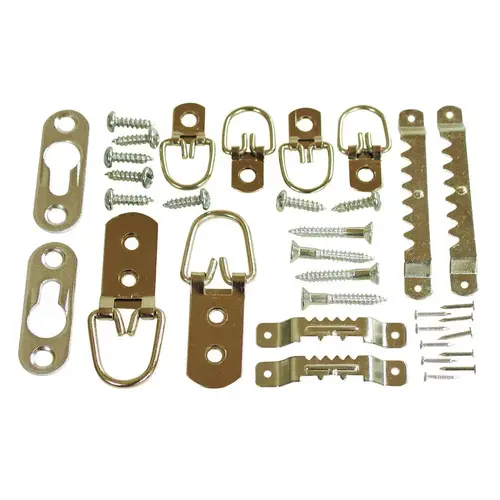 Picture Hanger Kit, Steel, Zinc