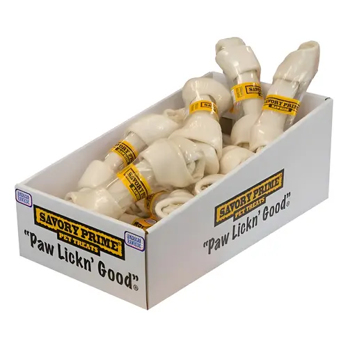 Knotted Bone Large Adult Natural 8-9" L White - pack of 14 Knotted Bone Large Adult Natural 8-9" L White - pack of 14