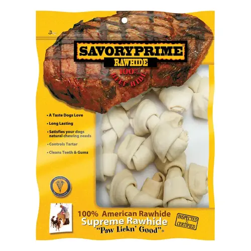 Knotted Bone Supreme Small Adult Rawhide 4-5" L White Knotted Bone Supreme Small Adult Rawhide 4-5" L White