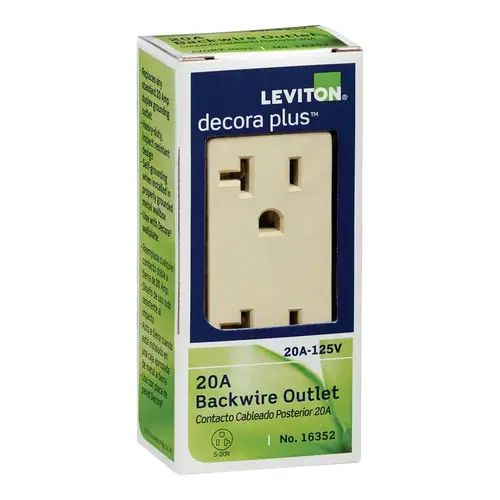 Outlet Decora Plus 20 amps 125 V Duplex Ivory 5-20R Ivory Outlet Decora Plus 20 amps 125 V Duplex Ivory 5-20R Ivory