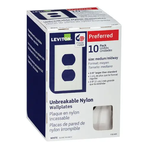 Wall Plate White 1 gang Thermoplastic Nylon Duplex Outlet White Wall Plate White 1 gang Thermoplastic Nylon Duplex Outlet White