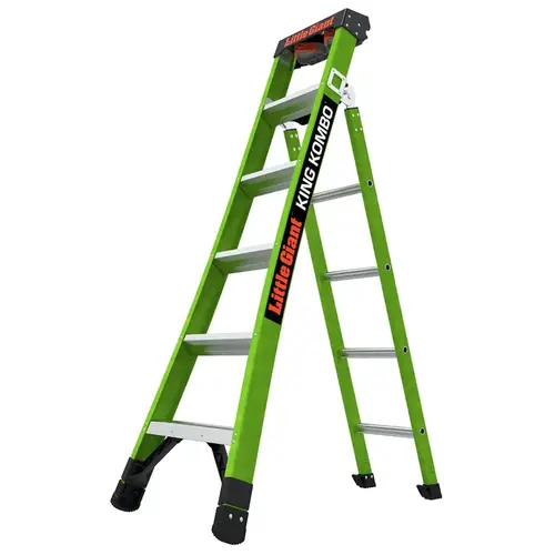 Extension Ladder King Kombo 10.25 ft. H Fiberglass Telescoping Type IAA 375 lb. capacit Extension Ladder King Kombo 10.25 ft. H Fiberglass Telescoping Type IAA 375 lb. capacit