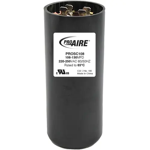 Round Start Capacitor ProAire 108-130 MFD 250 V Round Start Capacitor ProAire 108-130 MFD 250 V