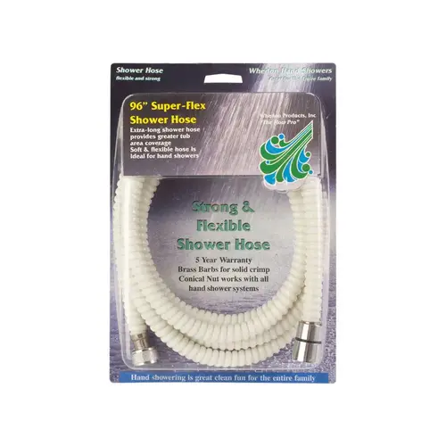 Shower Hose SuperFlex White PVC 1"ch White
