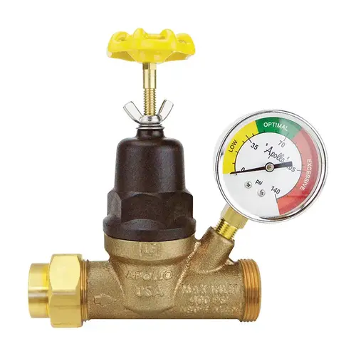 Water Pressure Regulator with Gauge 3/4" FNPT Bronze Water Pressure Regulator with Gauge 3/4" FNPT Bronze