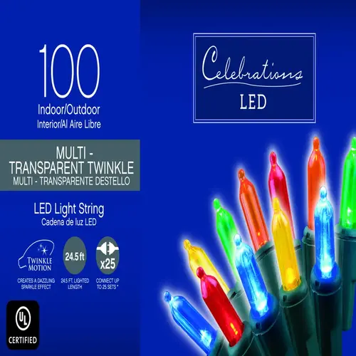 Christmas Lights LED M5 Multicolored 100 ct String 24.75 ft.