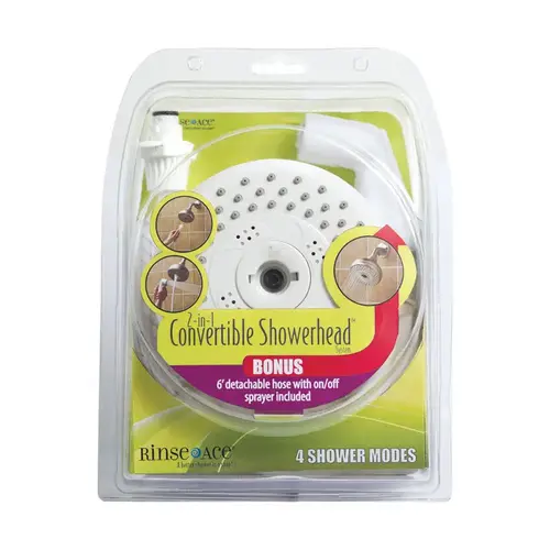 Convertible Showerhead 2-in-1 White ABS 4 settings 2.5 gpm White Convertible Showerhead 2-in-1 White ABS 4 settings 2.5 gpm White