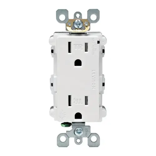Surge Protection Receptacle Outlet Decora Plus 15 amps 125 V Duplex White 5-15R White Surge Protection Receptacle Outlet Decora Plus 15 amps 125 V Duplex White 5-15R White