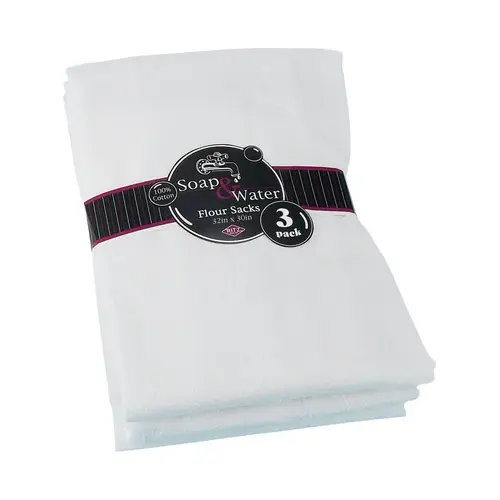 Flour Sack Towel White Cotton Solid White - pack of 3