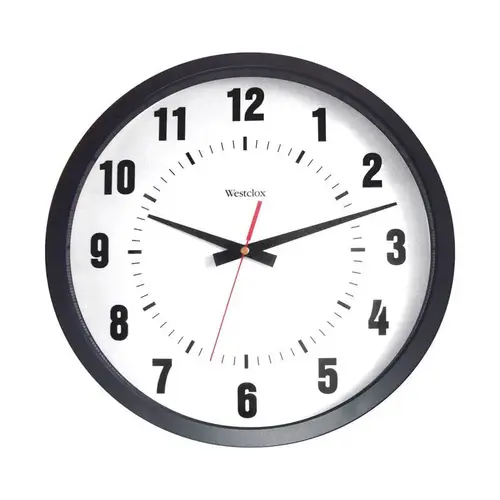 Wall Clock 14" L X 12" W Indoor Analog Plastic Black/White Black/White