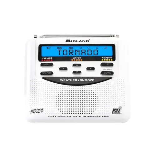 NOAA Weather Alert Radios White Digital Battery Operated White