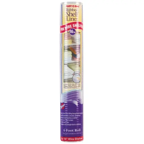Ribbed Shelf Liner Plast-O-Mat 6 ft. L X 15-1/2" W Clear Non Adhesive Clear