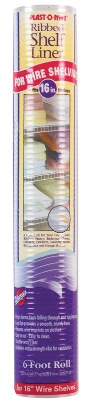 Warp's WSPM-606-C Ribbed Shelf Liner Plast-O-Mat 6 ft. L X 15-1/2" W Clear Non Adhesive Clear