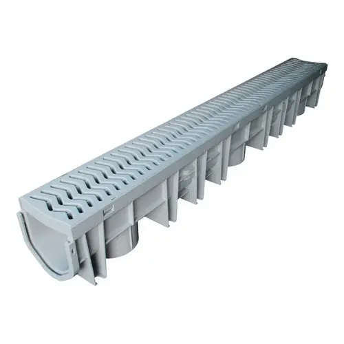 StormDrain Channel With Grate, 39-1/2 in L, Polypropylene Co-Polymer Gray StormDrain Channel With Grate, 39-1/2 in L, Polypropylene Co-Polymer Gray