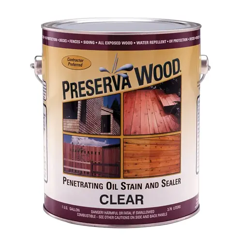 Penetrating Wood Stain and Sealer Transparent Smooth Clear Oil-Based Oil 1 gal Clear - pack of 4