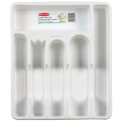 Cutlery Tray 1.75" H X 11.5" W X 13.5" D Plastic White