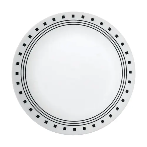 Luncheon Plate Livingware Black/White Glass City Block 8-1/2" D Black/White Luncheon Plate Livingware Black/White Glass City Block 8-1/2" D Black/White