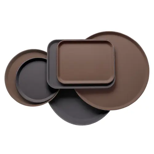 SERVING TRAY PLASTIC ROUND 16 INCH BLACK SERVING TRAY PLASTIC ROUND 16 INCH BLACK