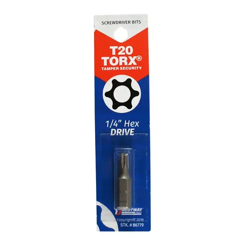 T20 Tamperproof Torx Security 1 In. 1/4 In. Hex Screwdriver Bit T20 Tamperproof Torx Security 1 In. 1/4 In. Hex Screwdriver Bit