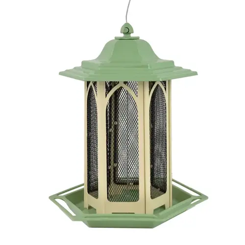 Bird Feeder, Gazebo, 3.5 lb, Mixed Seed, Metal/Plastic, Pistachio Green, Hanging Mounting Bird Feeder, Gazebo, 3.5 lb, Mixed Seed, Metal/Plastic, Pistachio Green, Hanging Mounting
