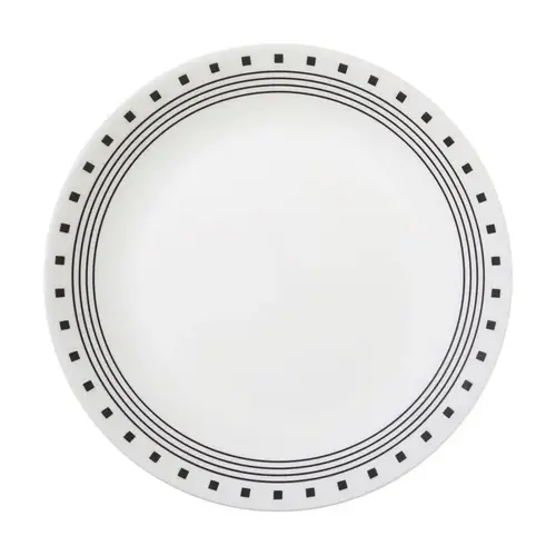 Dinner Plate Livingware Black/White Glass City Block 10-1/4" D Black/White Dinner Plate Livingware Black/White Glass City Block 10-1/4" D Black/White