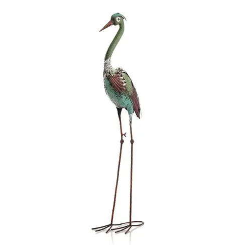 Statue Multicolored Metal 40" H Crane Stake Multicolored Statue Multicolored Metal 40" H Crane Stake Multicolored