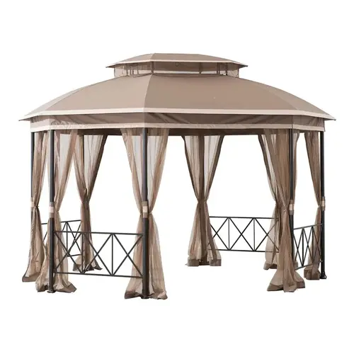 Gazebo Polyester Octagon with Netting 10 ft. H X 10 ft. W X 12 ft. L Gazebo Polyester Octagon with Netting 10 ft. H X 10 ft. W X 12 ft. L