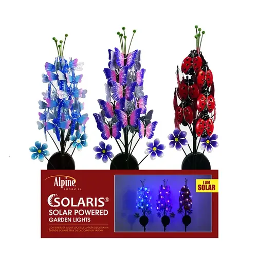 Solar Garden Stake Solalris Assorted Iron 33" H Insect Hydrangea Assorted - pack of 8 Solar Garden Stake Solalris Assorted Iron 33" H Insect Hydrangea Assorted - pack of 8