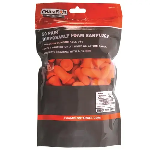 Ear Plugs Orange Polypropylene 1" Orange