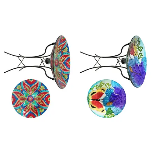 Solar Bird Bath with Stand Glass/Metal 25.6" Solar Bird Bath with Stand Glass/Metal 25.6"