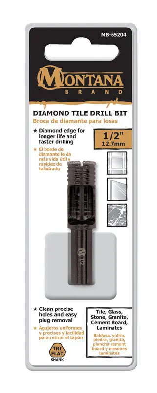 Montana Brand Drill Bit 1/2 Alloy Steel 3-Flat Shank Black Oxide MB-65204