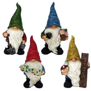 ALPINE WQA1456ABB-XCP4 Garden Statue Polyresin Assorted 12" Gnome Assorted - pack of 4