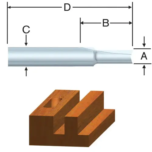 Router Bit 3/16" D X 2" L Carbide Tipped 1-Flute Straight Router Bit 3/16" D X 2" L Carbide Tipped 1-Flute Straight