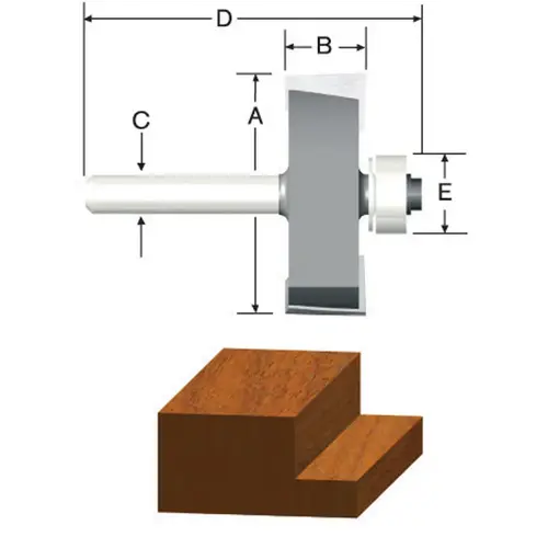 Router Bit 1-1/4" D X 3/8" X 2-1/8" L Carbide Tipped Rabbeting Router Bit 1-1/4" D X 3/8" X 2-1/8" L Carbide Tipped Rabbeting