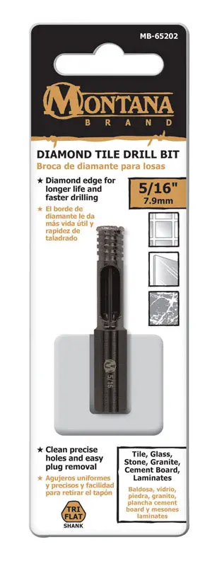 Montana Brand Drill Bit 5/16 Alloy Steel 3-Flat Shank Black Oxide MB-65202