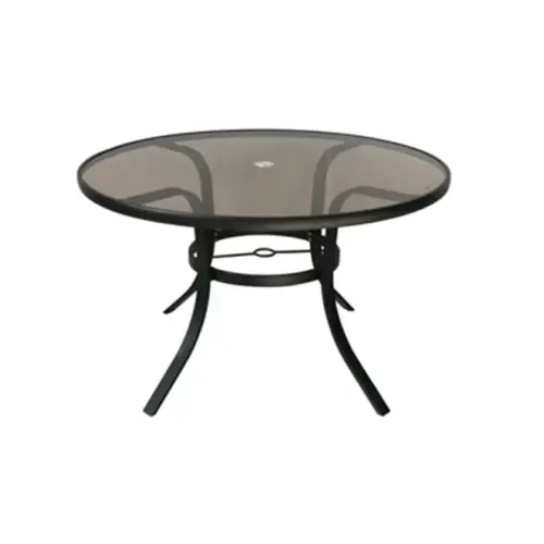 Patio Table Icarus Black Round Tempered Glass Black Patio Table Icarus Black Round Tempered Glass Black