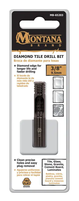 Montana Brand Drill Bit 3/8 Alloy Steel 3-Flat Shank Black Oxide MB-65203