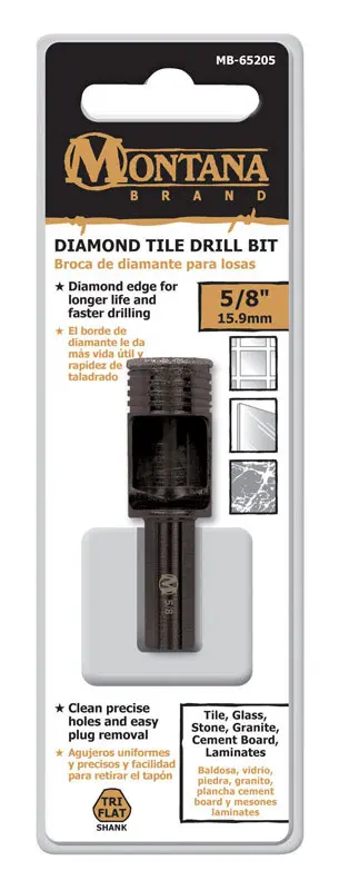 Montana Brand Drill Bit 5/8 Alloy Steel 3-Flat Shank Black Oxide MB-65205